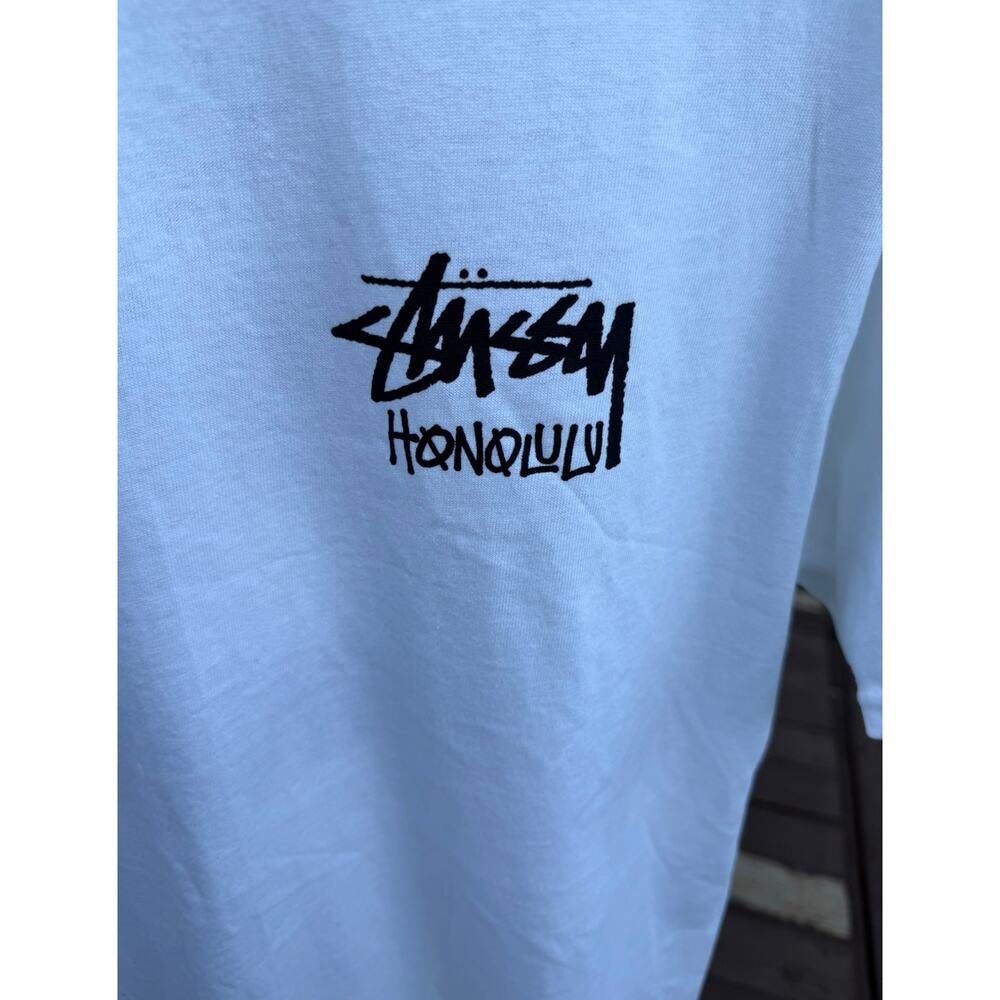 Stussy Honolulu Chapter T Shirt White Large NWOT Cut Tag Rare Back Logo Tee - Picture 4 of 7